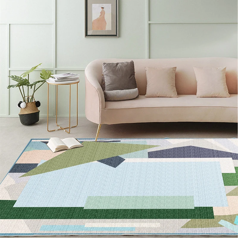 Modern Geometric Living Room Carpet, Coffee Table Decoration, Simple Office Non-slip Mat, Home Gym Upholstered Nordic Art Porch