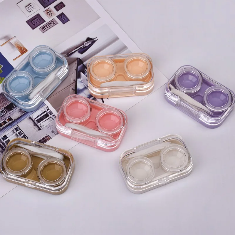 Compact Transparent Contact Lens Case with Cover