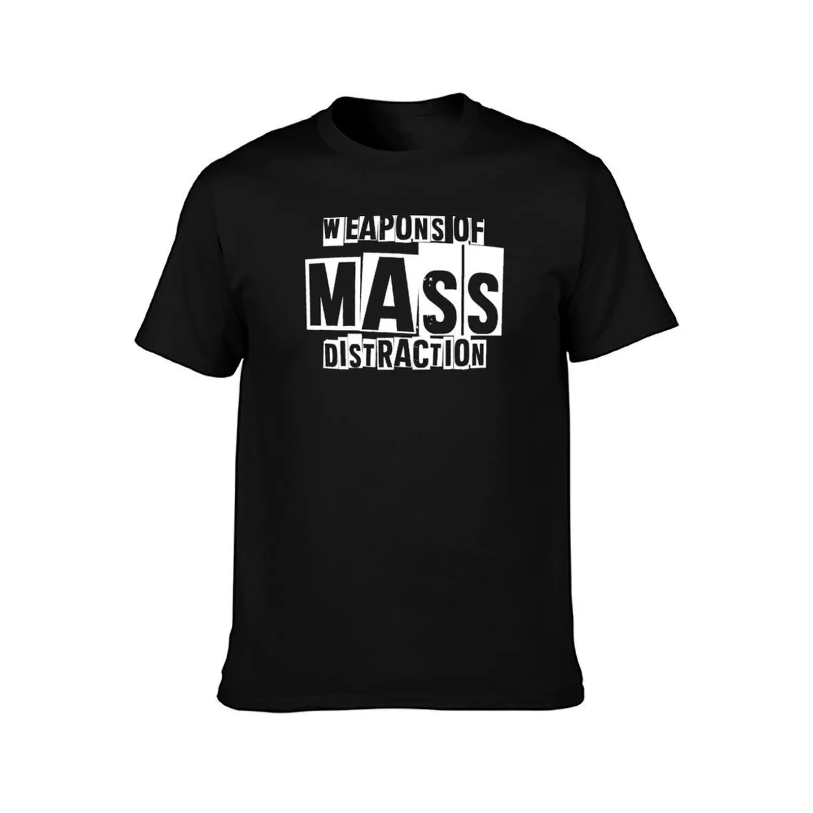 Weapons Of MASS Distraction T-Shirt, Summer Casual Cotton Tee, Oversized Streetwear Tops, Vintage Graphic Print, 100% Cotton