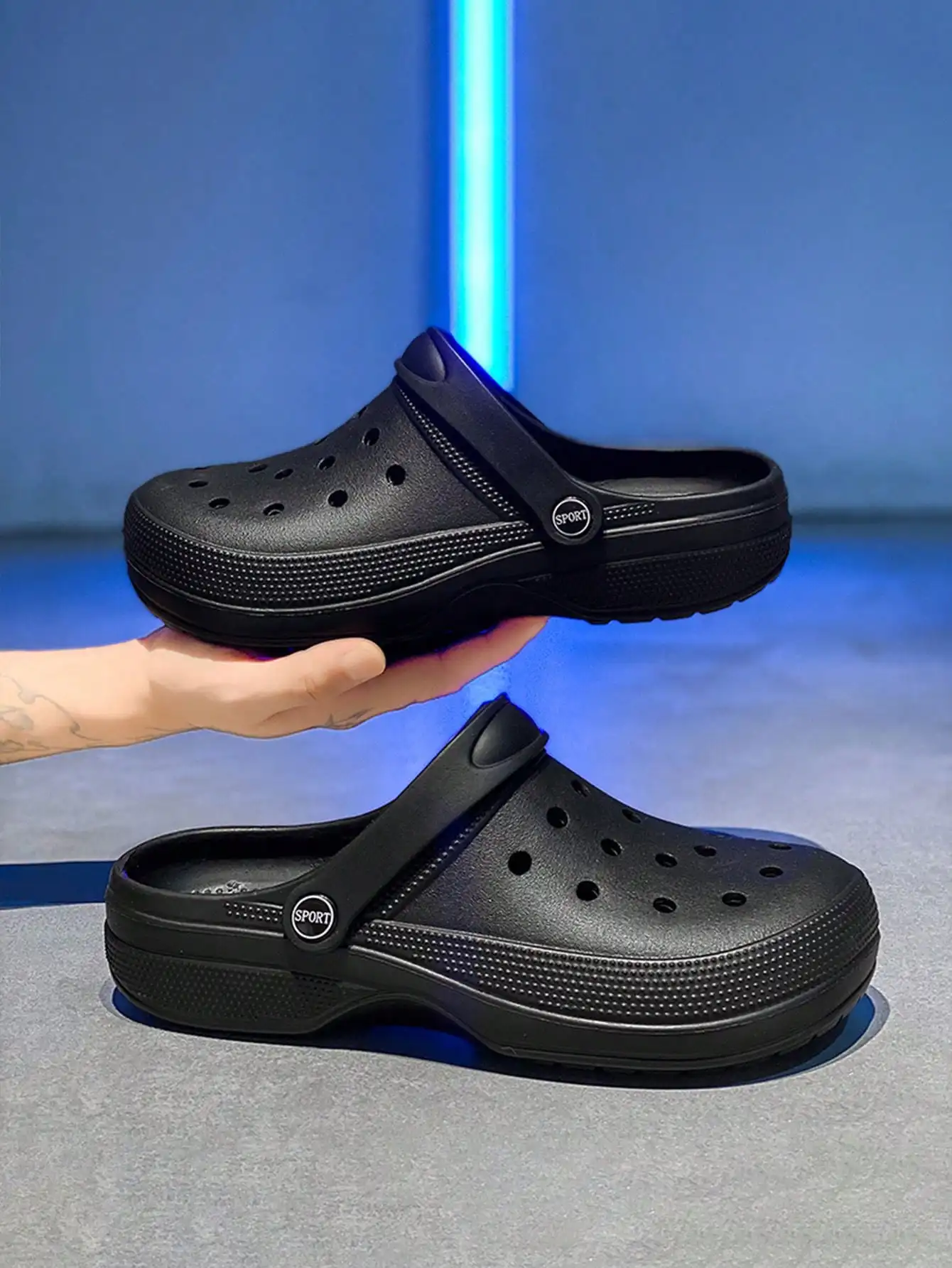 

Men's Summer Korean Version Thick Sole Simple Beach Sandals, Casual Anti-Slip Wear-Resistant Breathable Closed Toe Slippers