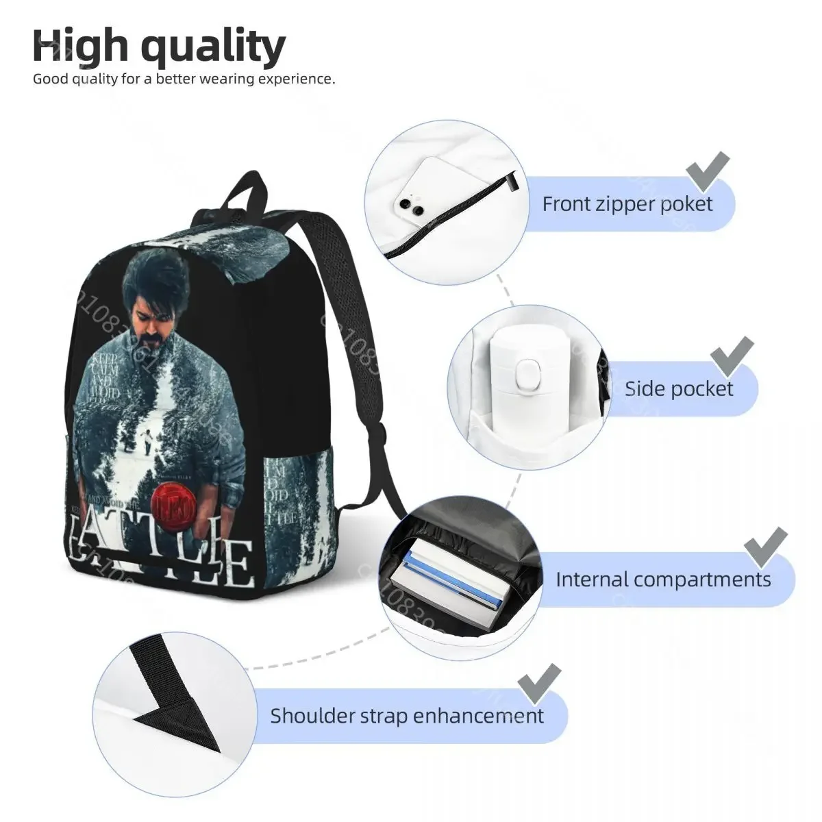 Leo Movie Backpack Vijay Kawaii Backpacks Women Men Cycling Large School Bags High Quality Rucksack