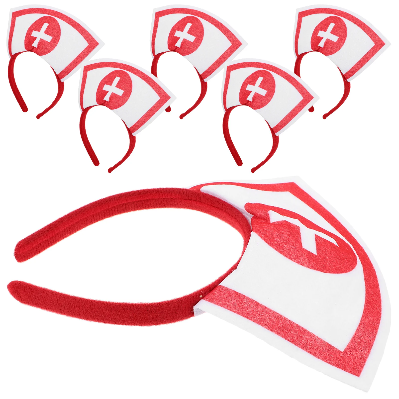 

6Pcs Nurse Headband Halloween Party Costume Accessories Cross Design Cosplay Hair Hoops Fashion Headwrap Women Headband