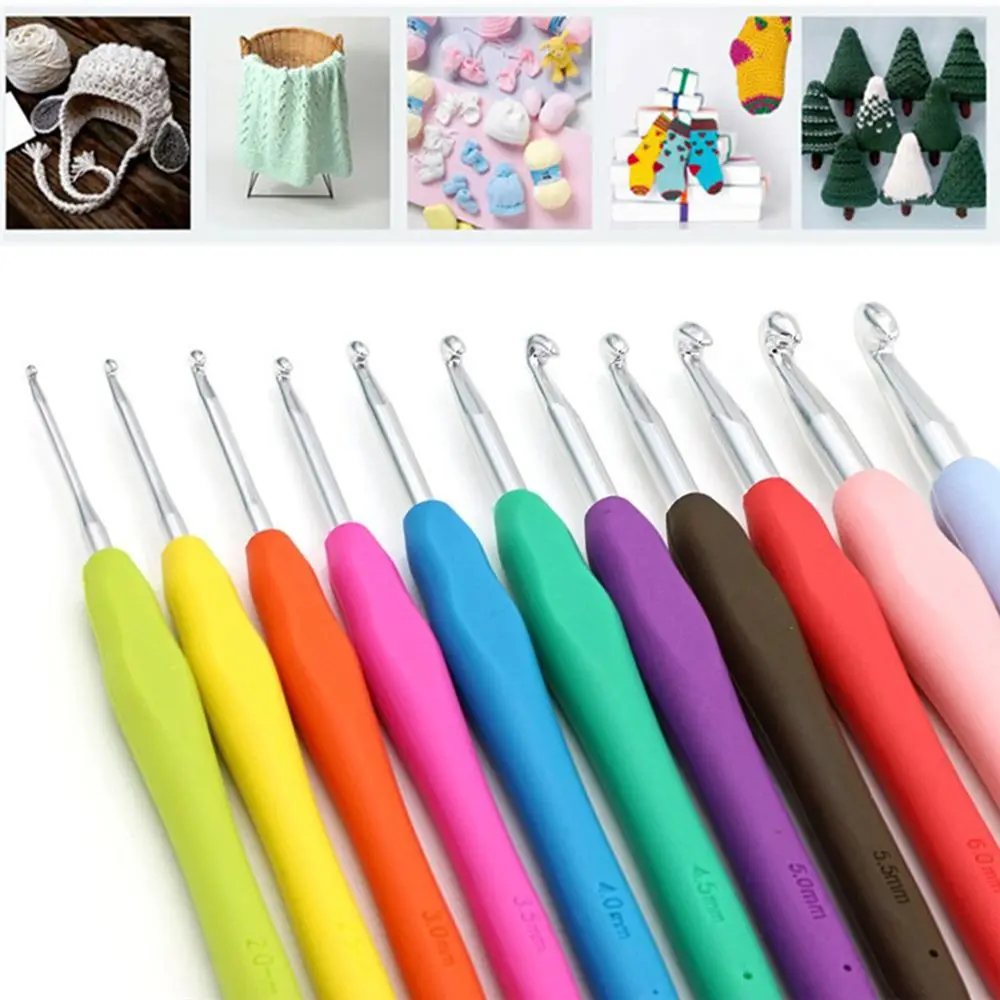 

2.0-10mm Soft Grip Craft Tools DIY Aluminum Knitting Needles Weave Yarn Crochet Hook
