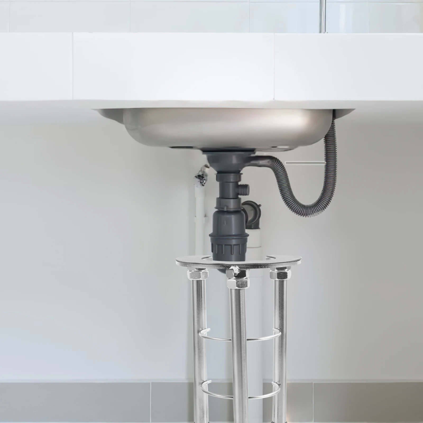 حوض الفولاذ المقاوم للصدأ قوس Undermount بالوعة دعم للمطبخ الحمام لا الحفر تركيب حامل تخزين الرف