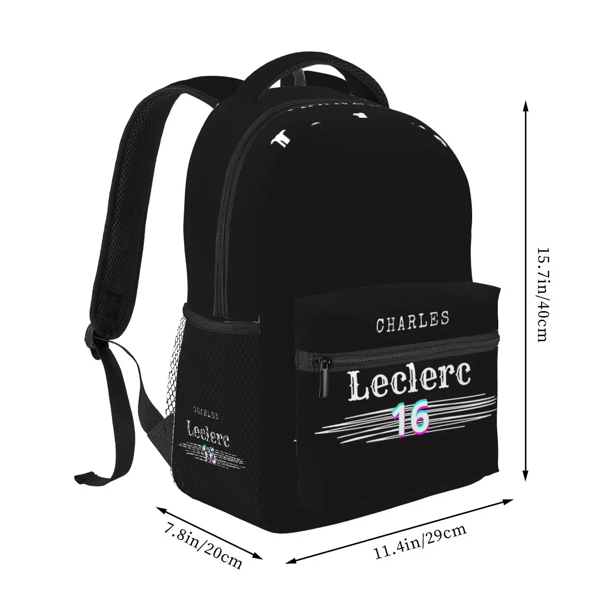 

Charles Leclerc 16 Racing CarBackpack Student Boys Girls BookBag Children School Bag Computer Shoulder Bags for Men Women