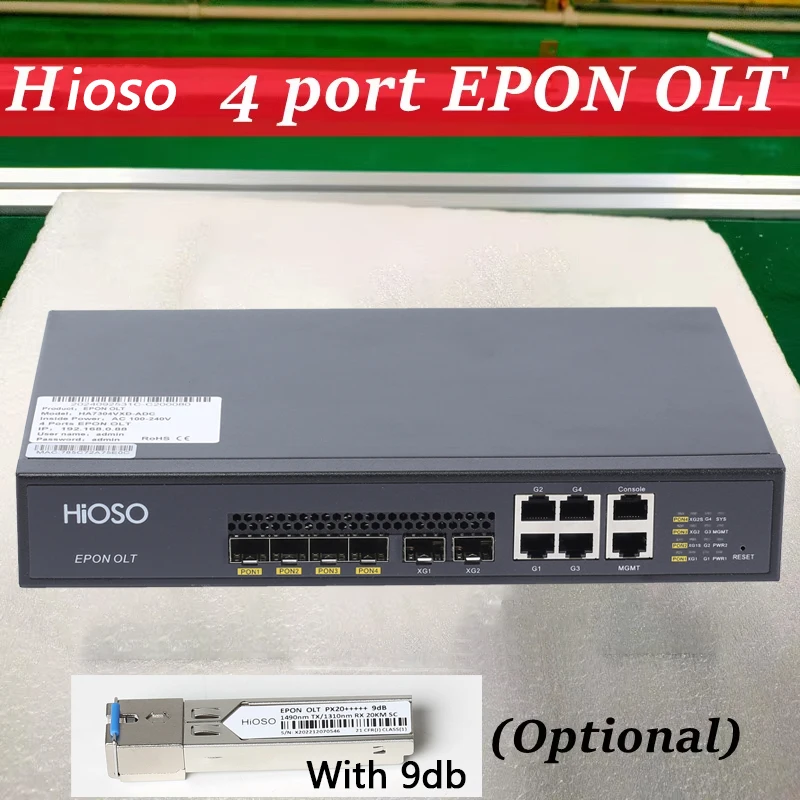 HIOSO Mini Epon Olt 4 porte 1.25G PX+++ SFP opzionale HA7304VXD Mini Olt Supporto 256 ONUS 1*NMS+1*Console FTTH 4 porte