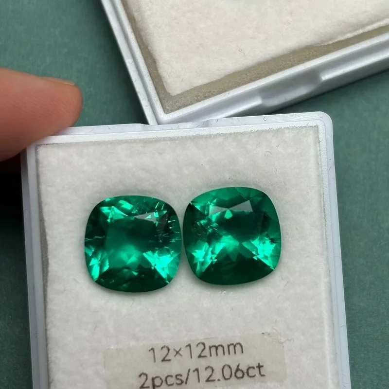 Ruif New Columbia Handmade Lab Grown Emeralds  Cushion Cut Vivid Green Loose Gemstone for Jewelry Making