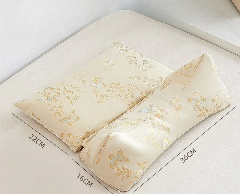 Brocade Buckwheat Hull Cervical Pillow Neck Support Sleeping Traction Pillow Triangular Cylinder Pillow Core for Adults