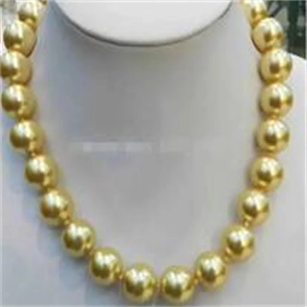 Of Fashion! 12mm gold-color South Sea Mother of Pearl Necklace 18 \