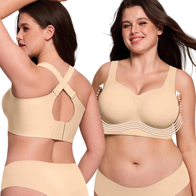 Seamless Wireless Bra Soft Support Plus Size Breathable Nylon Underwear Wide Strap Comfort Bra No Wire Daily Wear Sleep Fitness