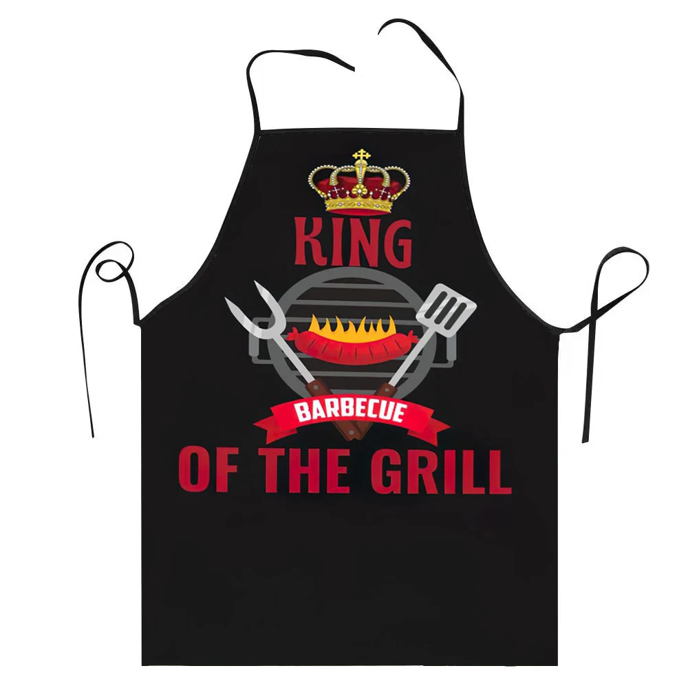 BBQ Master King Of The Grill Bib Apron Women Men Unisex Kitchen Chef Barbecue Lover Tablier Cuisine for Cooking Baking Gardening