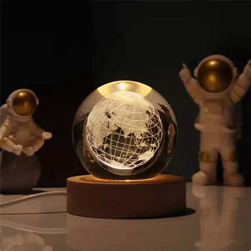

IALJ-Подарок на День Святого Валентина Galaxy Crystal Ball Lamp USB Светодиодный ночник Хрустальный шар Лампа A