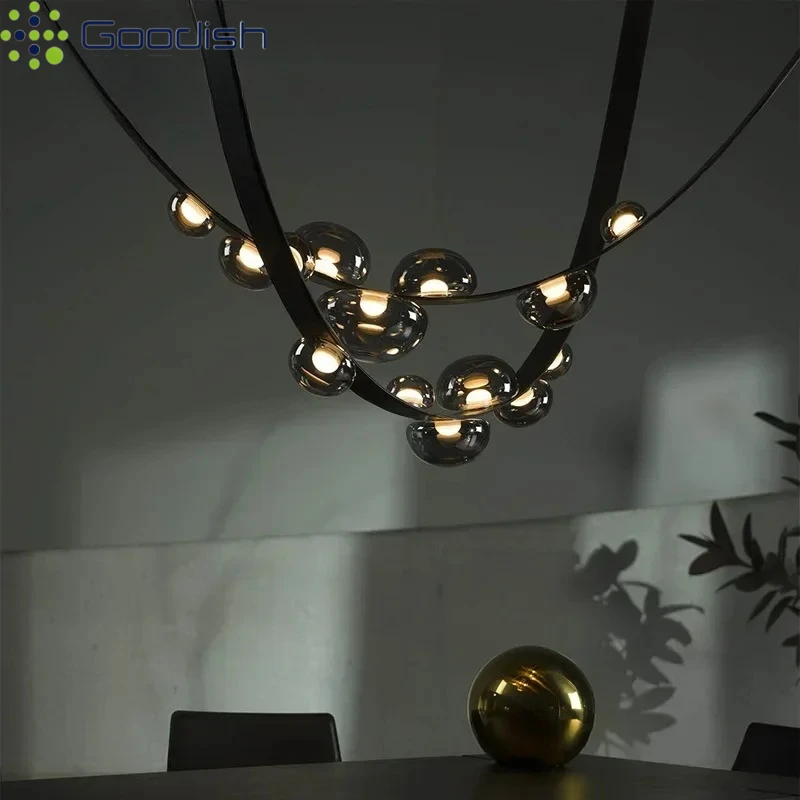 Industrial Vintage Simplicity Belt Leather Ball LED Pendant Lights Creative Forged Lamps for Bedroom Home Decoration Chandelier