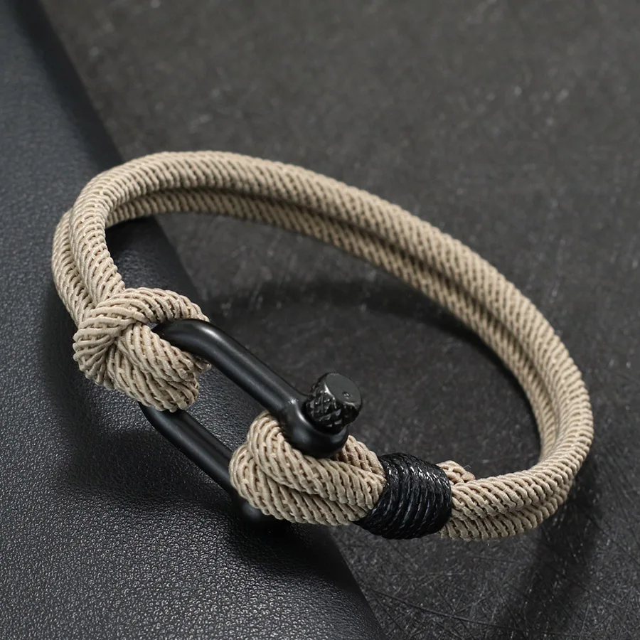Mode Herren Armband Grade A 4mm Gewinde Wrap Armband Outdoor Survival Armband Lokomotive Cool Reiten Hand Zubehör Pulseria