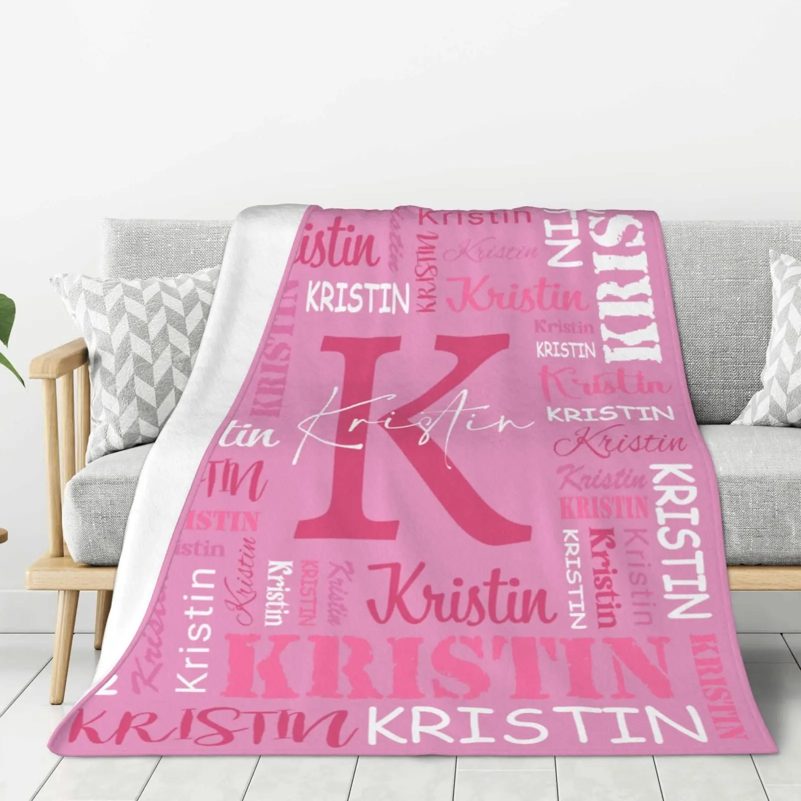 Personalized Blanket Custom Name Blanket Gift for Kids Adults Birthday Christmas Family Women Men Girlfriend Couples Present