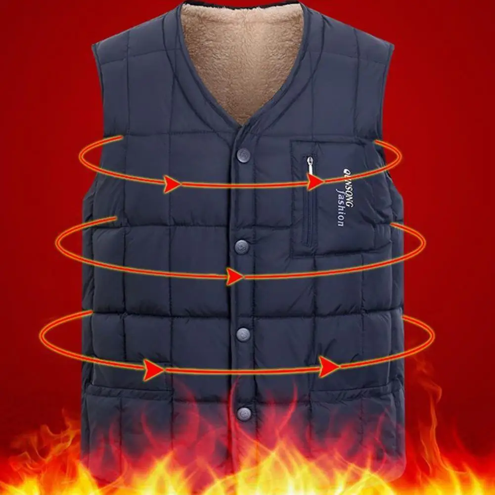 

Men's thermal jacket buttons open and close, making it easier to put on and take off.