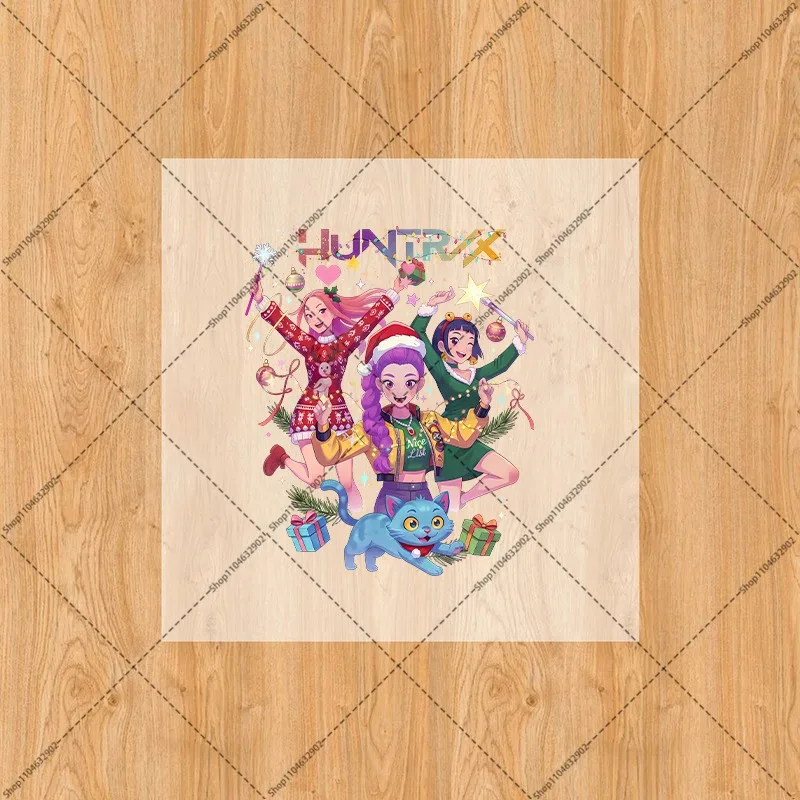 Kpop شيطان الصيادين عيد الميلاد الساخن ختم ملصقات النقل الحراري ملصق الكرتون أنيمي زينة عيد الميلاد الطرف الديكور هدية