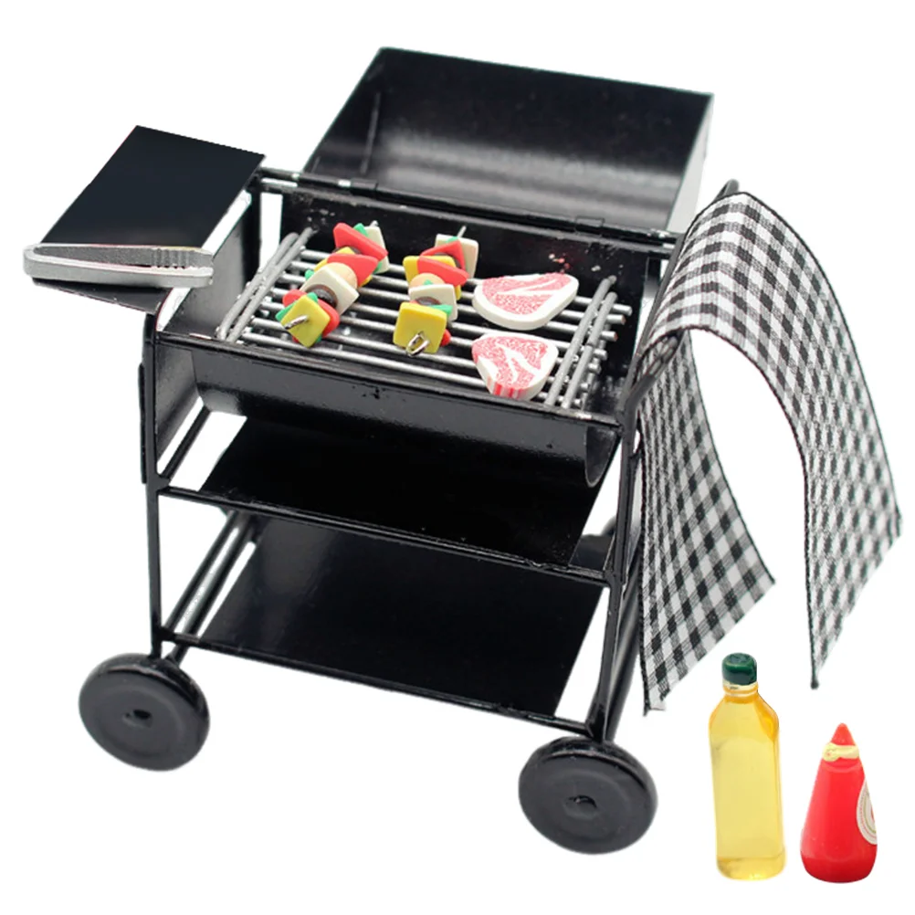 

Mini Grill Model Miniature Bbq Rack House Decoration Tiny Dolls Pretend Play Toy Game Props