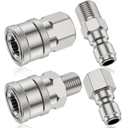 4Pcs Pressure Washer Adapter 5000PSI Stainless Steel Male and Female 1/4 High Pressure Washer Quick Connector Fittings Washer