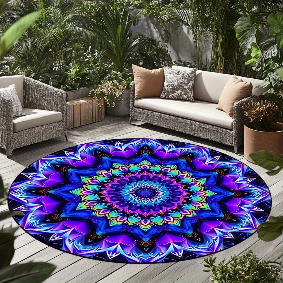 

Хрустальный бархатный коверHKStorage Богемный коврик-мандала — нескользящая подложка, внутренний/наружный коврик для гостиной, патио, прихожей — ха