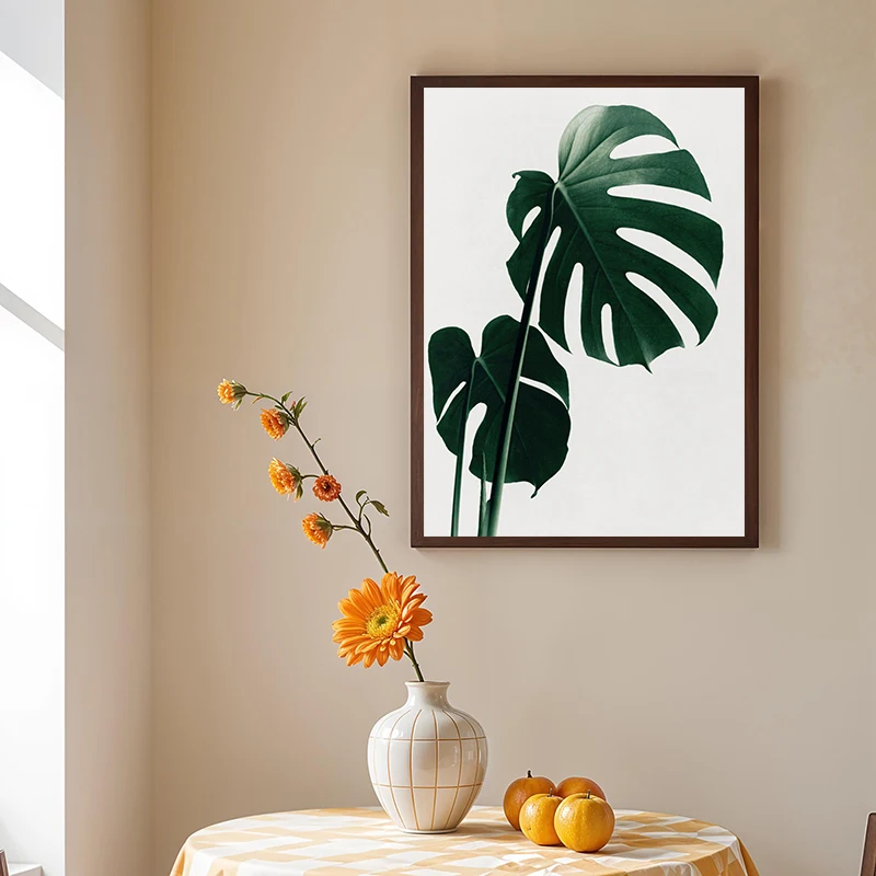 Nordic Sage Green Botanical  Aesthetics Wall Art Monstera Agave Plant Pink Rose HD Canvas Poster Print Home Living Room Decor
