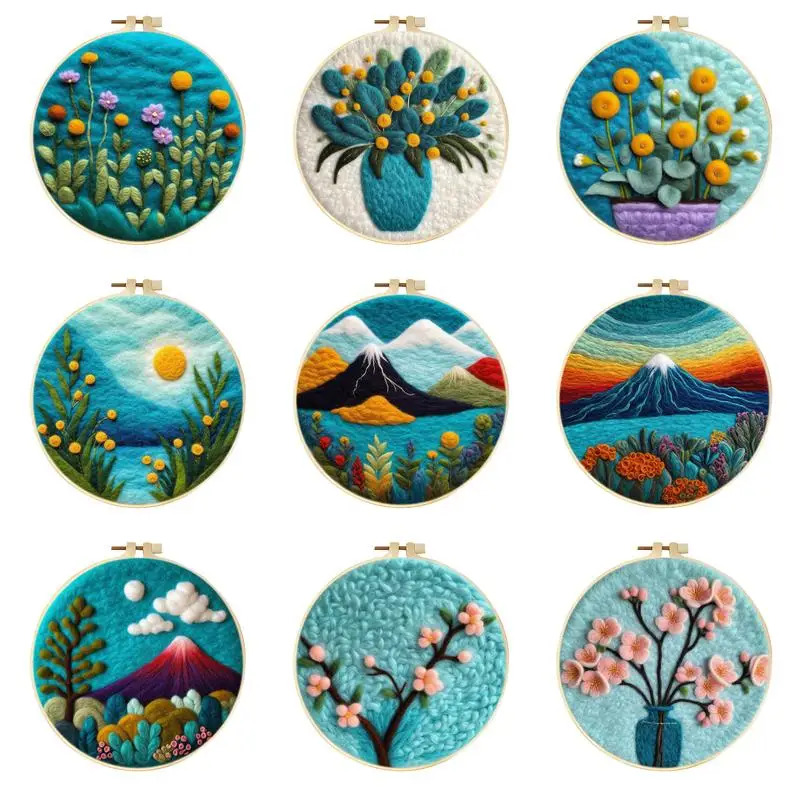 

Potted Plant Needle Felt Starter Kits For Adults Diy Wool Felting Painting Beginners Kit Embroidery Frame Wool Needlework Crafts