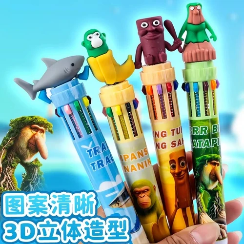 Imagen 2 del producto Bolígrafo de prensa de 10 colores, 6/36 Uds., cerebro italiano Ai, animales Tungtungsahur Tralalelotralala 0,7, bolígrafo de mano Diy, regalo para estudiantes
