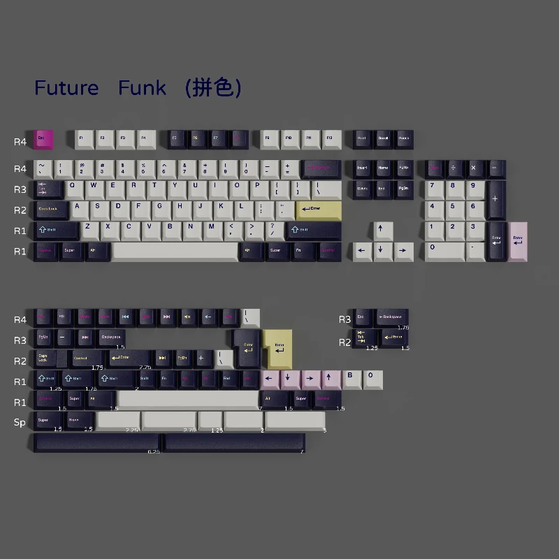 FutureFunk Theme Keycaps Set Replica PBT Sublimation Cherry Profile Custom Original Handmade for Mechanical Keyboard Accessories