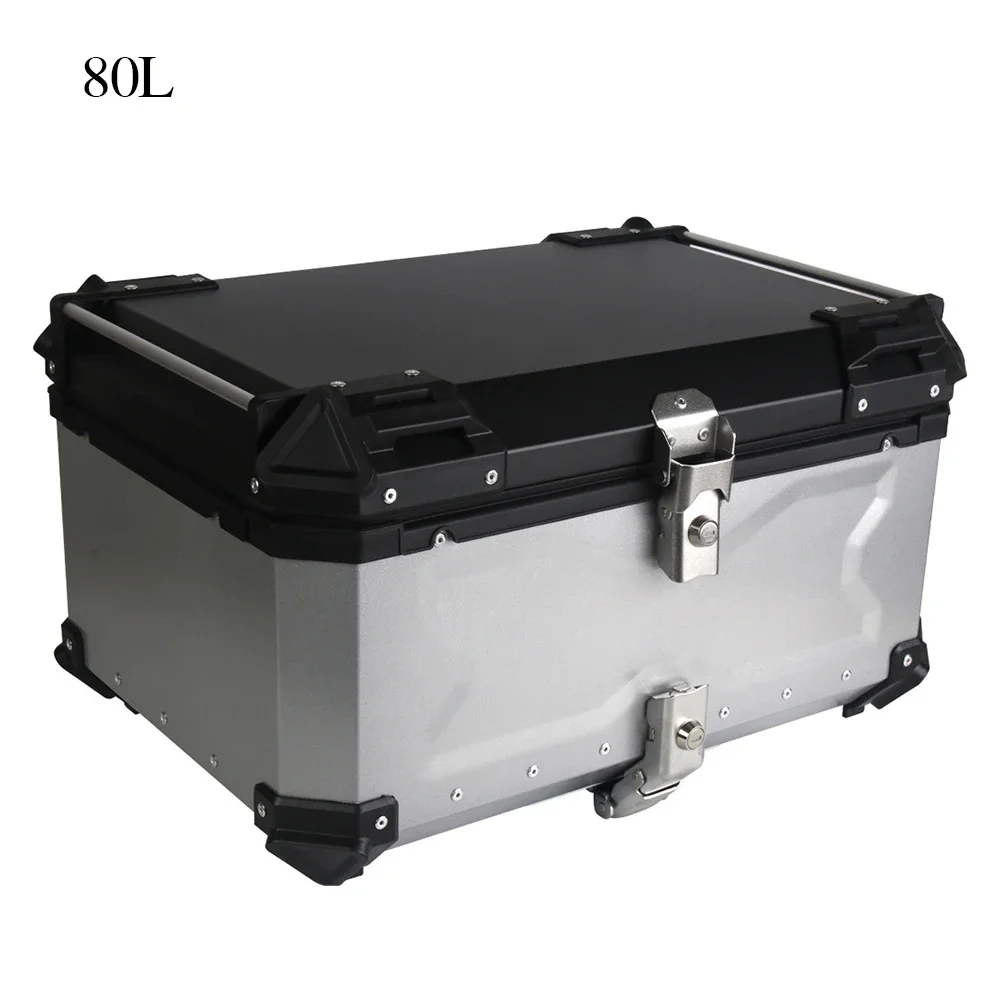 80L Motorcycle Rear Trunk Luggage Storage Box Waterproof Tail Box Quick Release Motorbike Carrier Product Box Aluminum Alloy