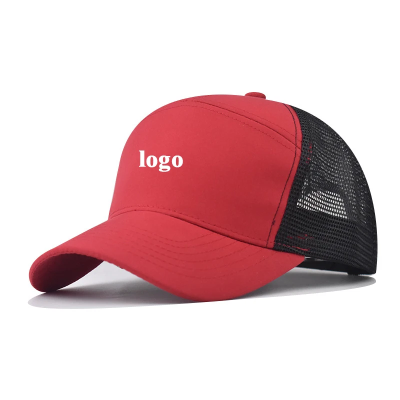 Custom Logo Blank Mesh Trucker Cap Slightly Curved Brim Breathable Outdoor Mountaineering Adjustable Unisex Daily Sun Visor Hat