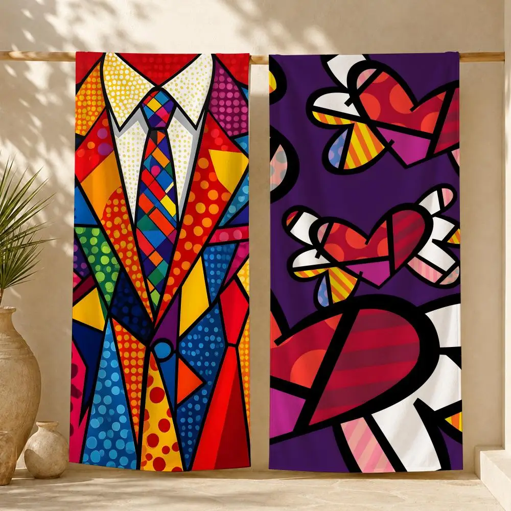Romero Britto Towel ultra-fine fiber quick drying absorbent towel, beach swimming vacation beach towel