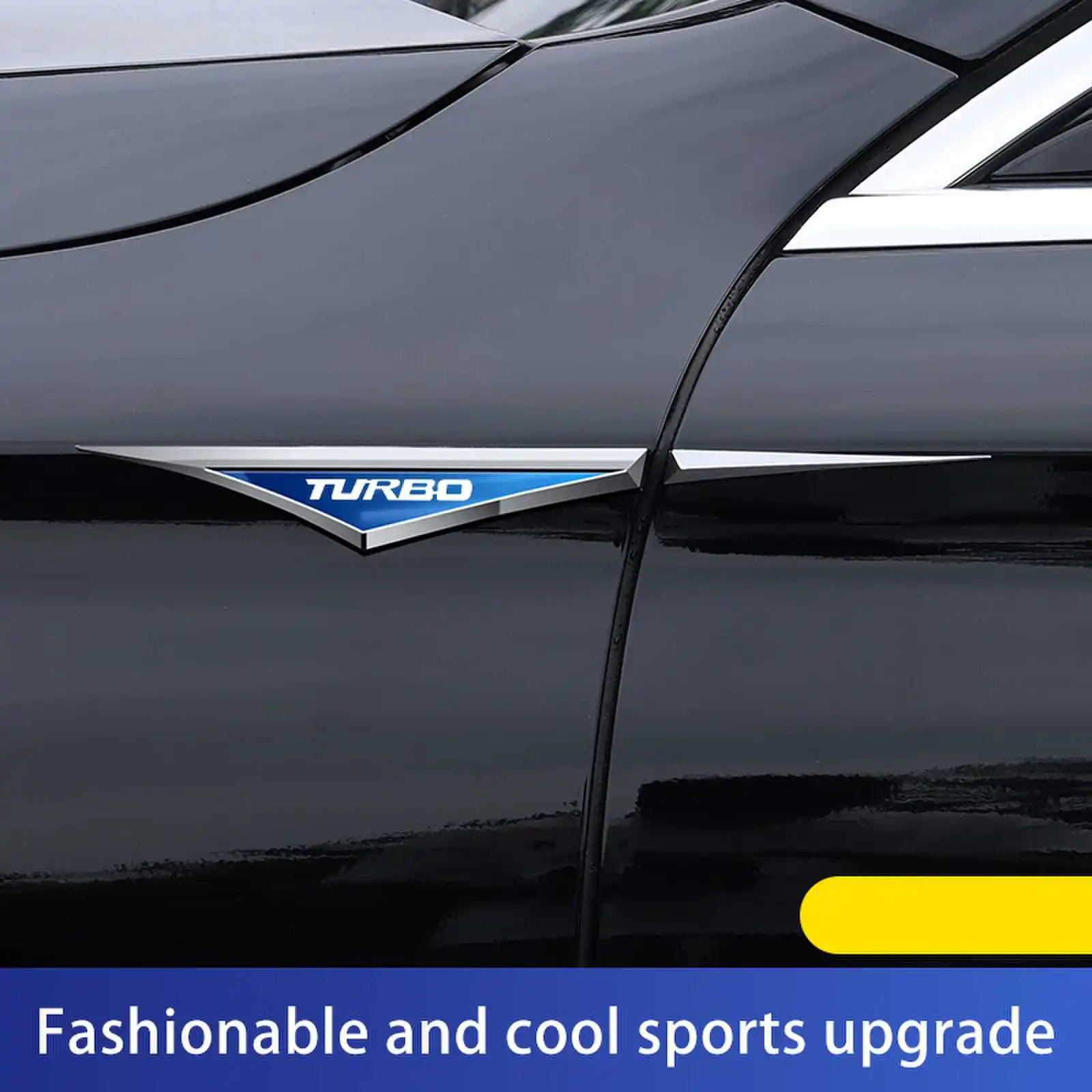 New Fashion Turbo Logo Car Metal Sticker Car Door Fender Side Blade Shape Badge Car Body Protection Auto Decoration Accessories view 3