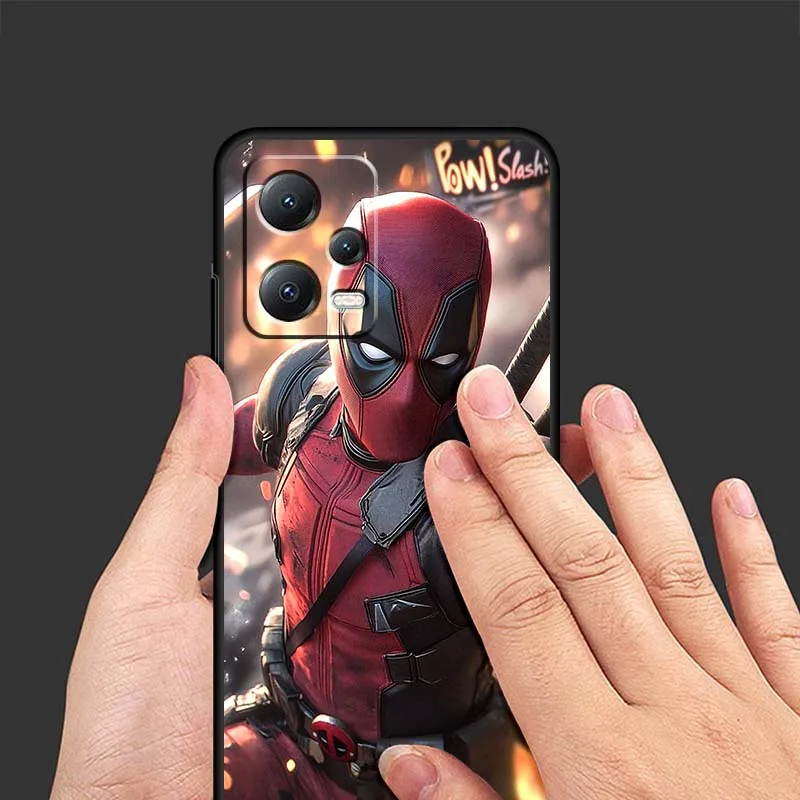 M-Marvels D-Deadpools Cool لـ Xiaomi Redmi Note 15 14 13 12 12S 11E 11 11S Pro Plus 4G 5G غطاء أسود ناعم من البولي يوريثان الحراري
