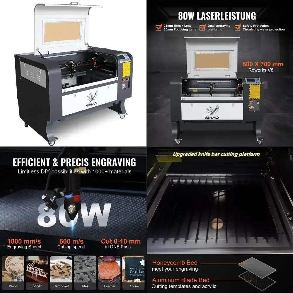

Engraving Machine 80W CO2 500x700mm Cutting Engraving RUIDA