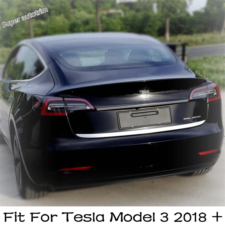 

Exterior Rear Trunk Door & Tail Upper Tailgate Protect Strip Cover Kit For Tesla Model 3 2018 - 2021 Modification Accessories