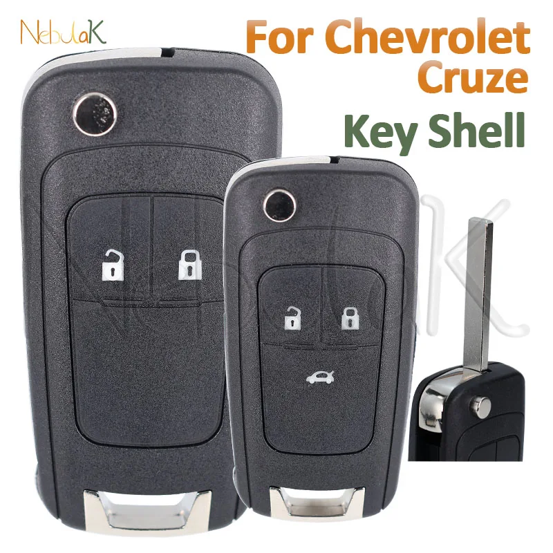 

Auto Folding Flip Key Case Cover for Chevrolet Cruze 2018 Spark Orlando Aveo 2/3 Buttons Car Remote Smart Key Fob Housing Shell