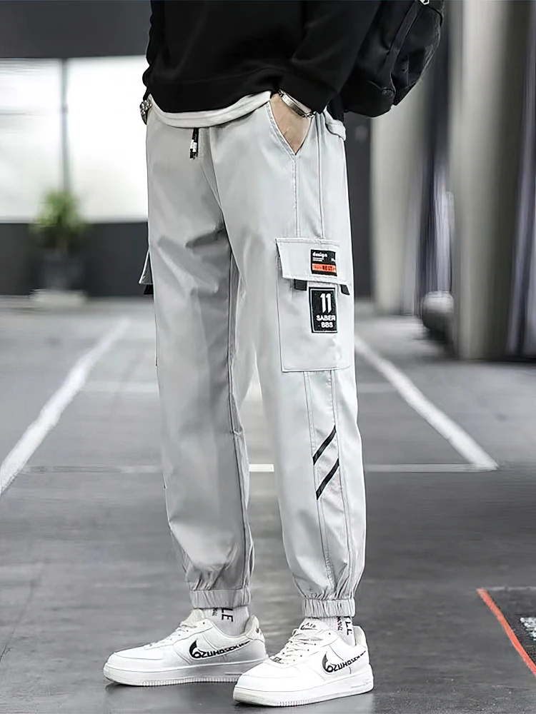 

2025 повседневные спортивные штаны-карго, мужские спортивные брюки-джоггеры с несколькими карманами, прямые свободные тактические шаровары, рабочая одежда