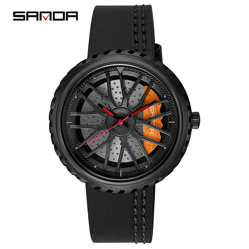 

SANDA P1042 Men's Quartz Watch Hollowed Fashionable Creative Simple Waterproof outdoor wheels Wristwatches for Male