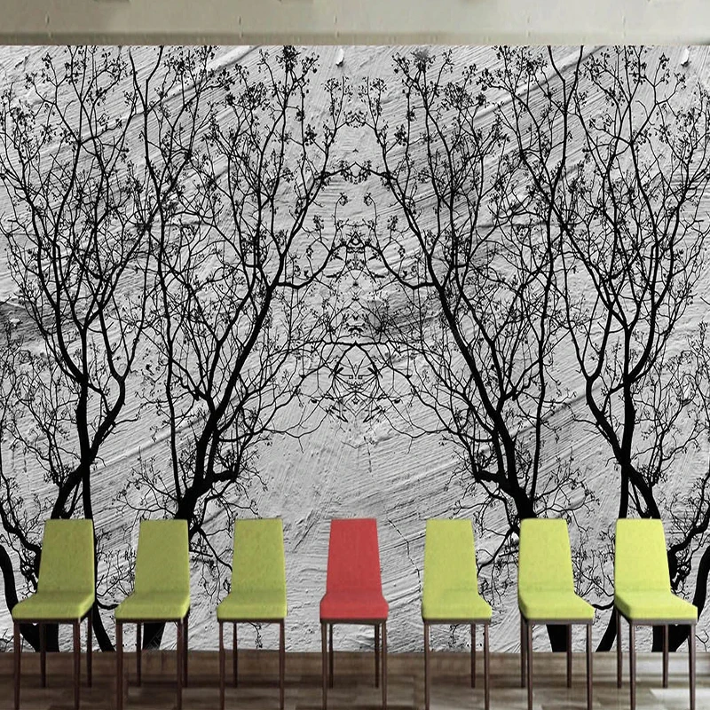 Custom Wallpaper European Abstract Cement Wall Tree Shadow Industrial wind Mural Living Room Bedroom TV Background Home Decor