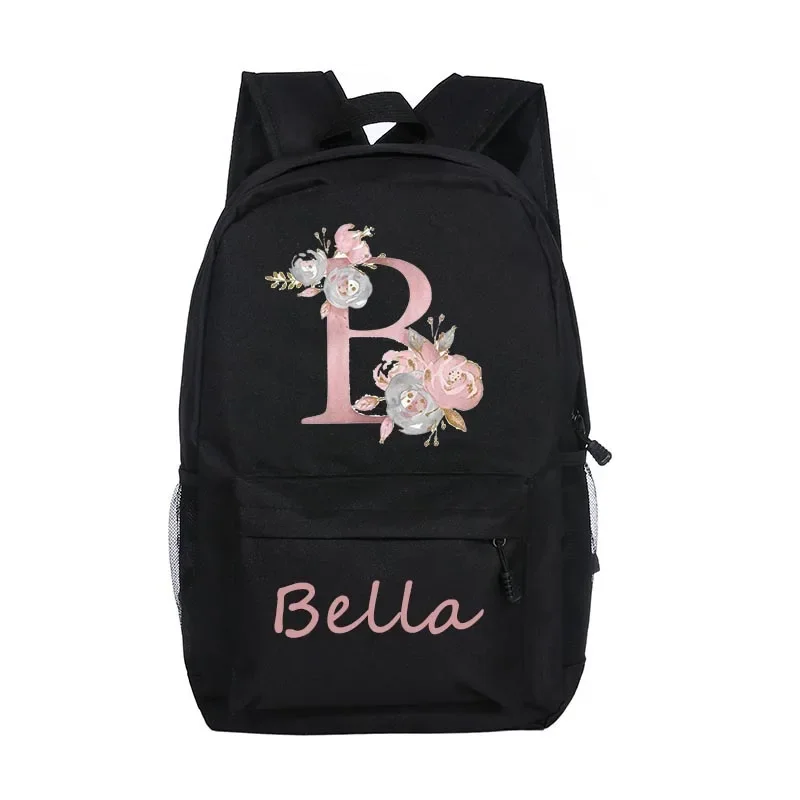 Personalized Girls School Bags Custom Letter with Name Print Backpack Kindergarten Children Schoolbag Teenage Kids Daypack Gifts