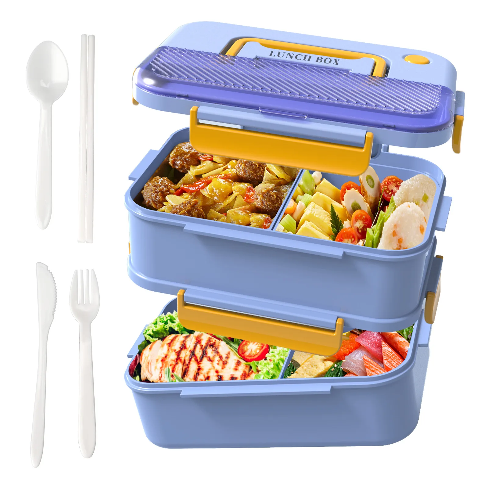 صندوق غداء بينتو قابل للتكديس للأطفال البالغين، حاويات تخزين الطعام المقاومة للتسرب سعة 2150 مل لتناول الطعام والعمل والنزهة والمدرسة #1