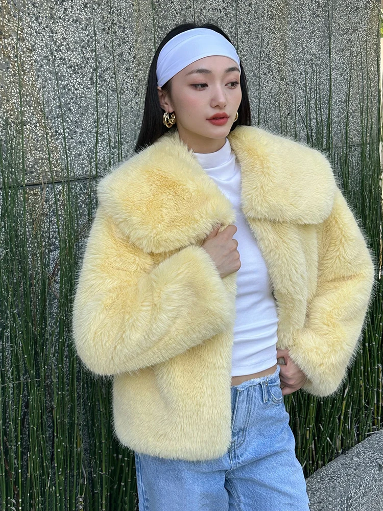 ZADORIN Preppy Style Luxury Warm Faux Fox Fur Coat Women Big Collar Short Fluffy Faux Fur Jacket abbigliamento invernale donna 2024