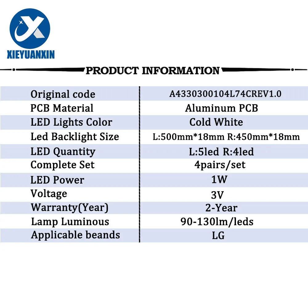 4Pairs/set LED Backlight Strip for LIG 43inch 5+4led 43UJ620V 43UJ6200 43UJ630V 43UJ620 43UJ630 43UG620V A4330300104L74CREV1.0