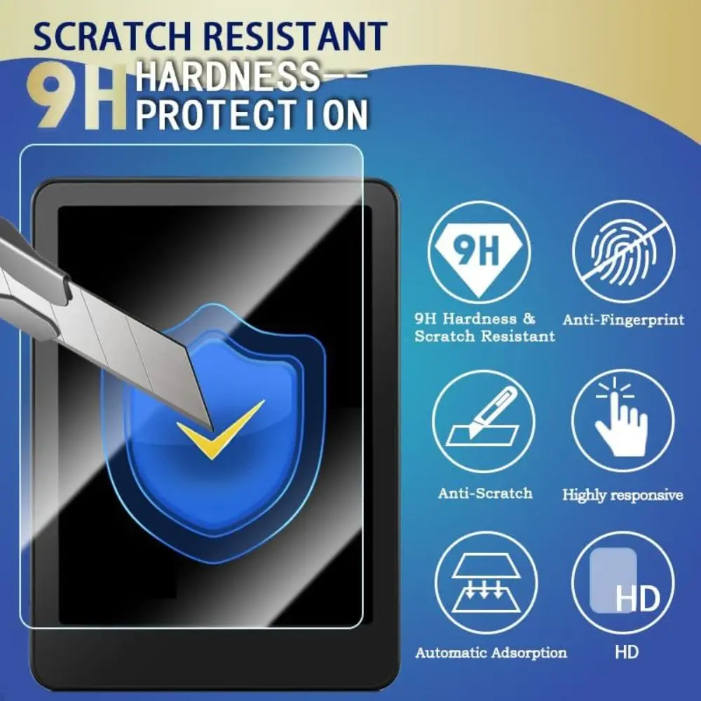 2 pacotes de protetor de tela HD à prova de choque 9H vidro temperado transparente anti arranhões para Kindle Paperwhite 12a geração/Colorsoft 7 polegadas 2024