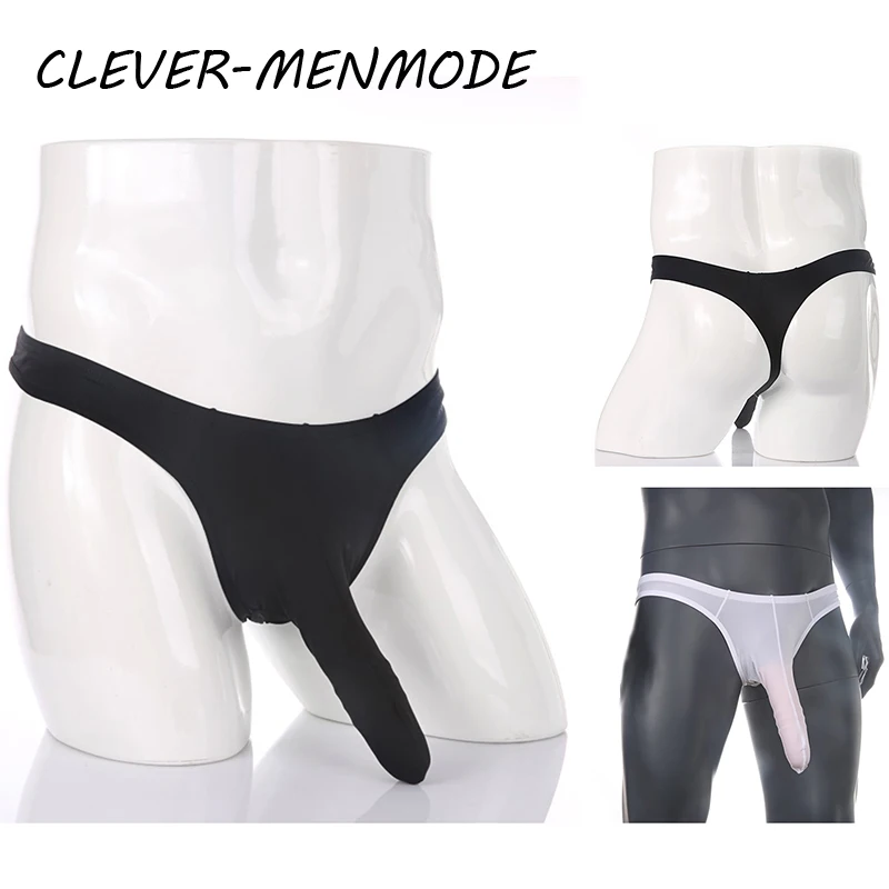 Ropa interior Sexy para Hombre, Tanga de vaina de pene de Nariz de elefante larga, bragas sin entrepierna trasera en T, lencería erótica para