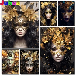 Black and Gold Flower Goddess Diamond Painting New 2025 Full Diamond Mosaic Woman Picture Of Rhinestone Embroidery Decor Home