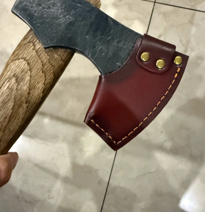Genuine Cowhide Axe Sleeve with Secure Buckle, Durable Blade Protective Cover Storage Pouch Fits 8cm-11cm Axes