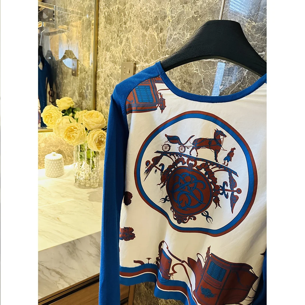 

Exquisite Street Style Knitted Silk Sleeveless Patchwork Map Carriage Top Women's Soft Regular Fit Long Sleeve ...