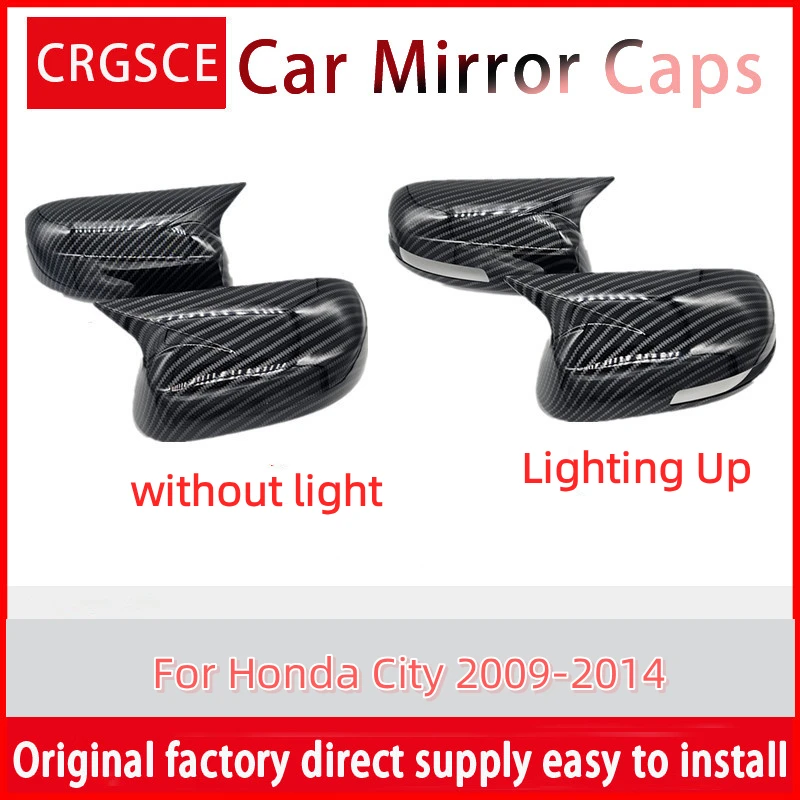 For Honda City 2009-2014 Carbon Fiber Side Mirror Cover Caps M Style Horn Devil Ear Replacement Modification