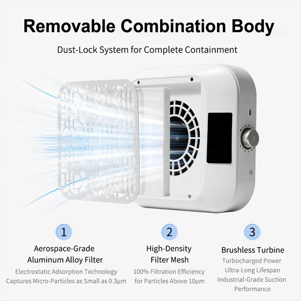 

Бесщеточный турбинный пылесборник для маникюра (AT52) с LED-дисплеем, портативный пылесос для маникюра и нейл-арта, свободно перемещаемый